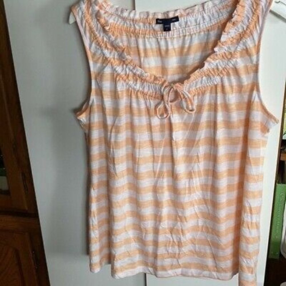 Gap Large Orange White Striped Tank - Size Large